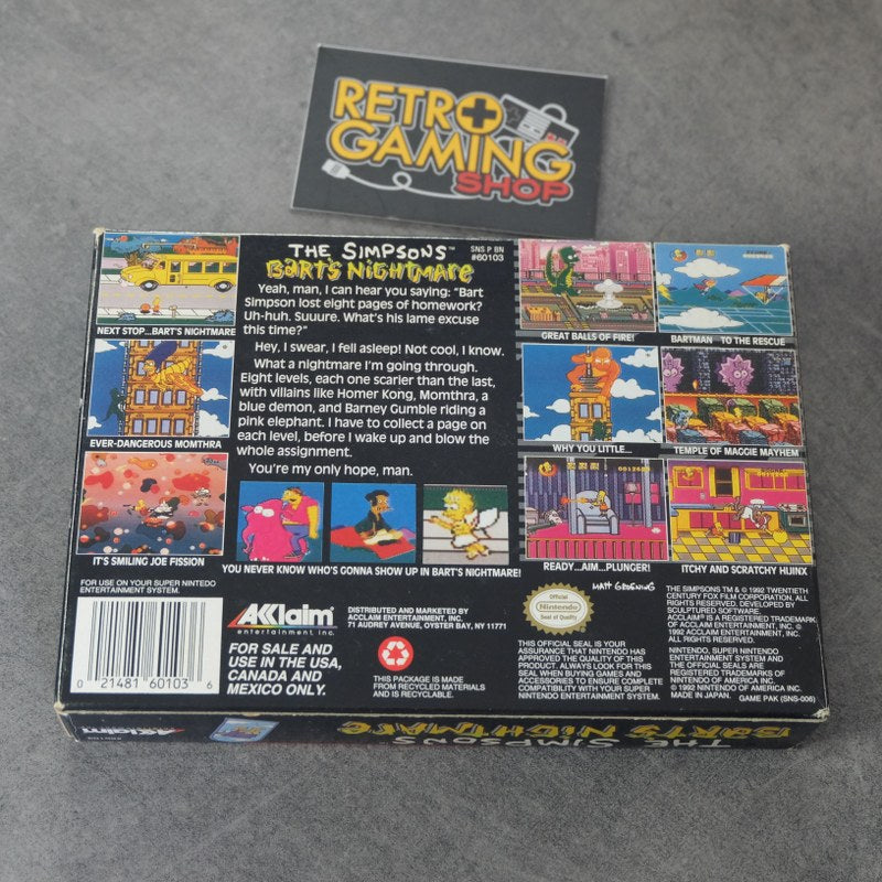 Vendita The Simpson's Bart's Nightmare - Retrogaming Shop