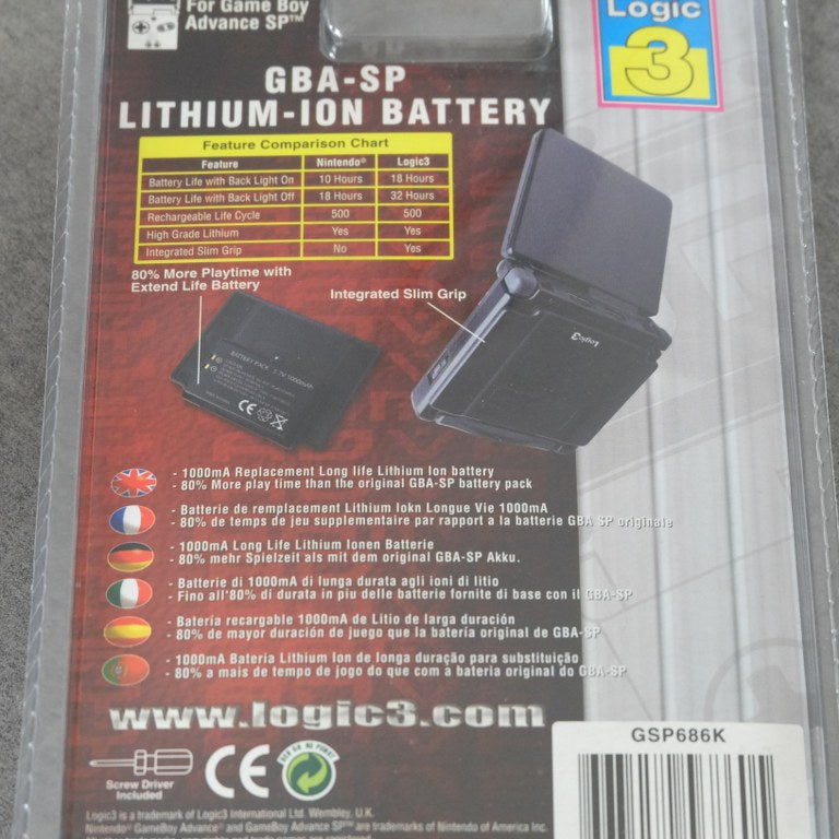 Vendita Game Boy Advance SP Lithium Ion Battery Nuova - Retrogaming Shop