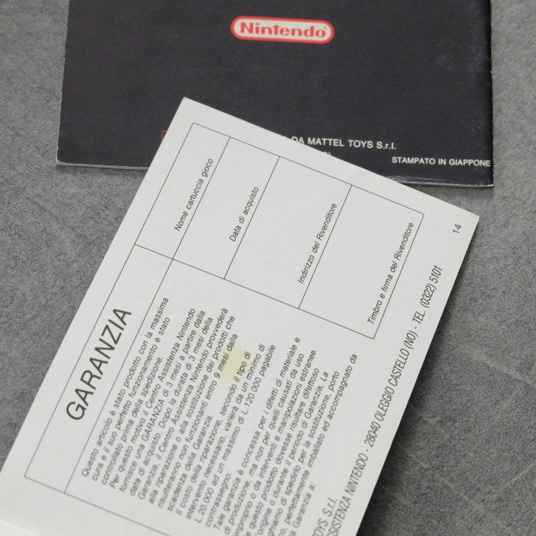 Game Boy Mattel Errore Stampa “Portaitle” Nintendo
