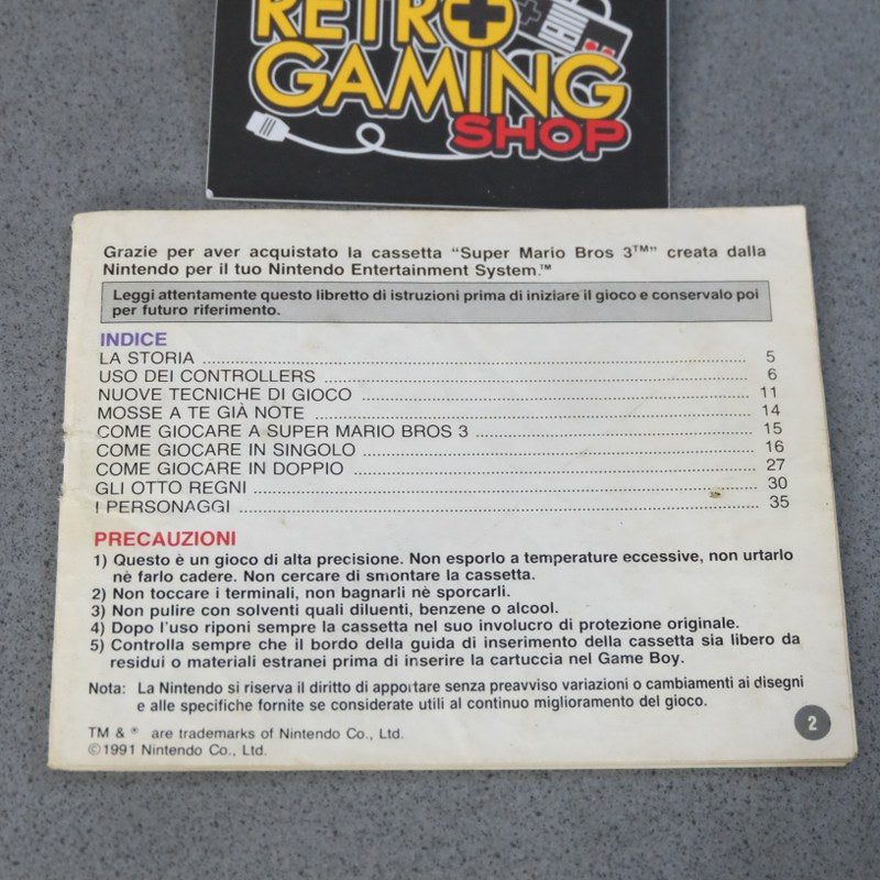 Vendita Libretto Super mario bros 3 - Retrogaming Shop